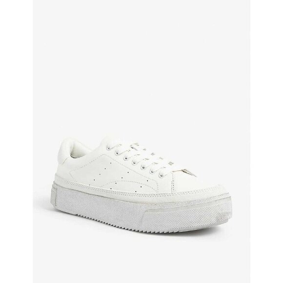 ALLSAINTS Trish Leather Sneakers in Chalk White 37 7 New with box Womens Kicks - Picture 4 of 15